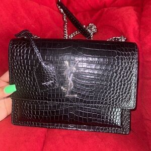 YSL Croc-Embossed Leather shoulder bag Medium